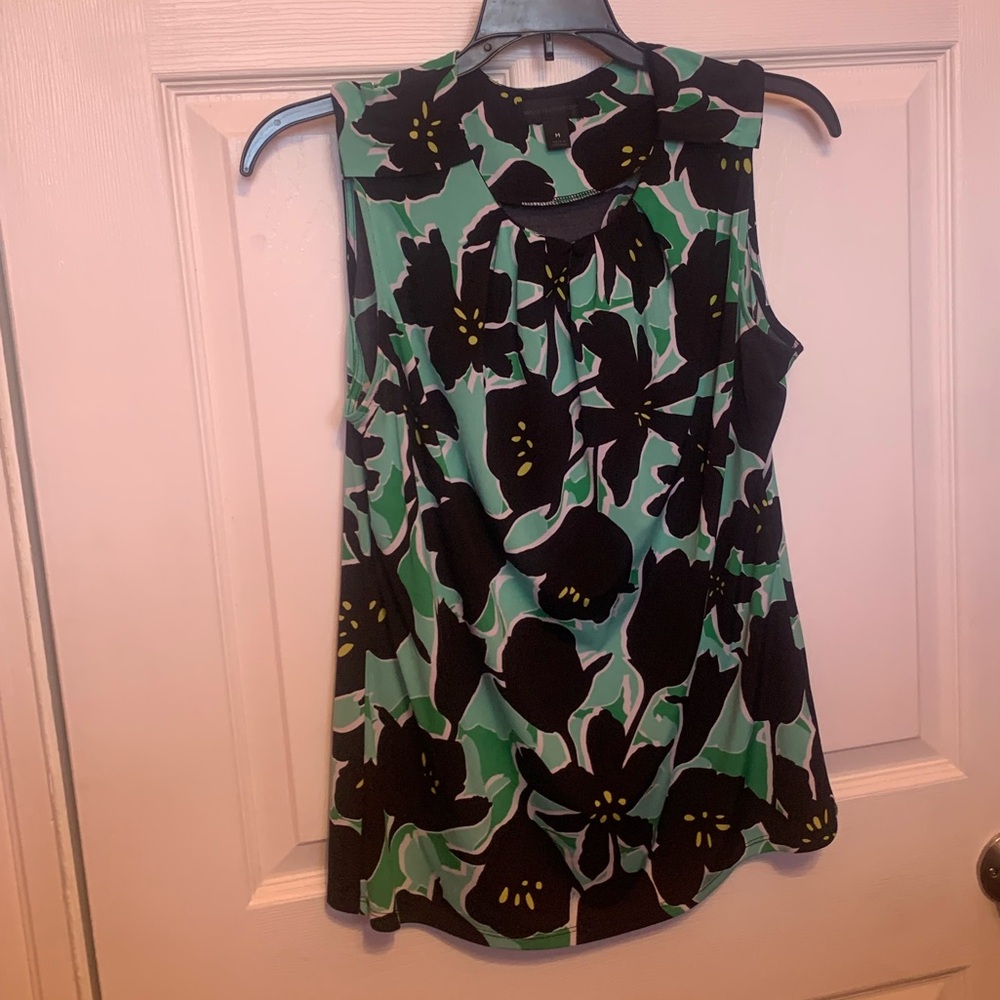 Worthington Green Floral Sleeveless Keyhole Camisole